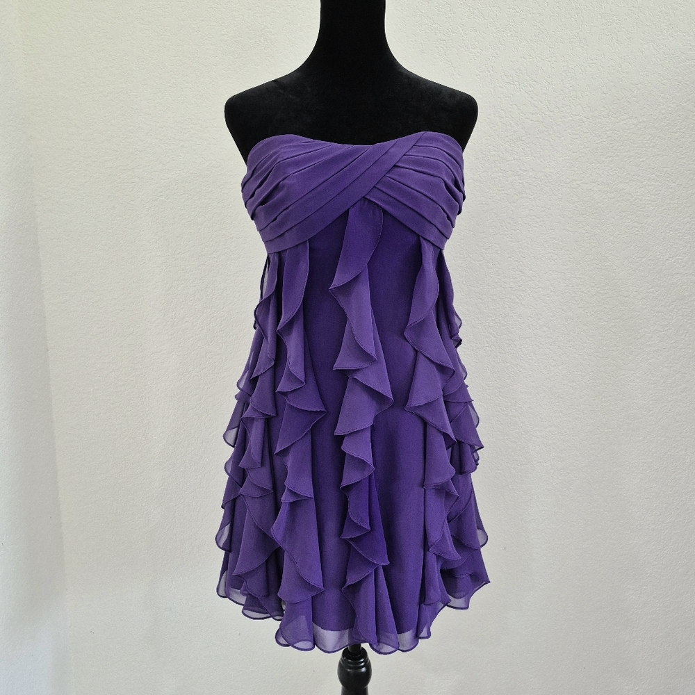 David's Bridal Size S Strapless Ruffled Dress in Purple